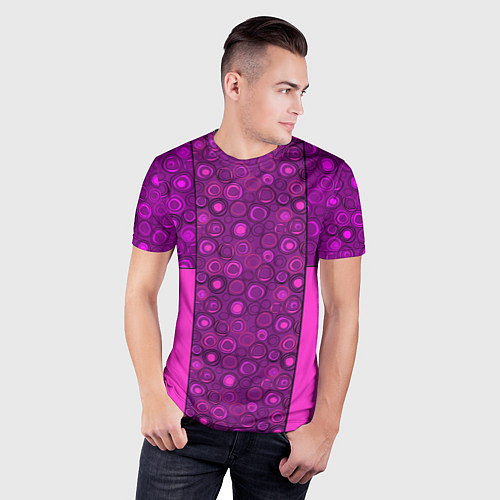 Мужская спорт-футболка Розовый комбинированный неоновый узор / 3D-принт – фото 3