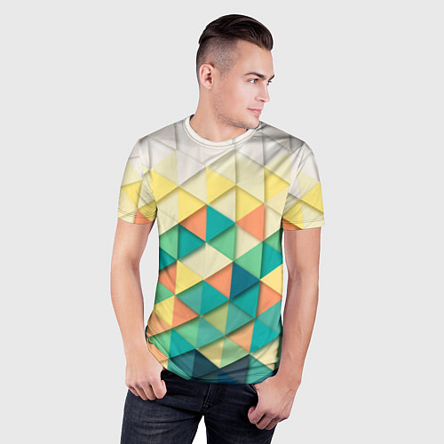Мужская спорт-футболка Мозаичный градиент / 3D-принт – фото 3