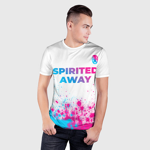 Мужская спорт-футболка Spirited Away neon gradient style: символ сверху / 3D-принт – фото 3