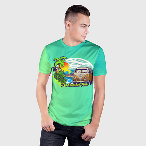 Мужская спорт-футболка Летнее путешествие на авто / 3D-принт – фото 3