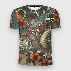 Мужская спорт-футболка Тигр и дракон мифические