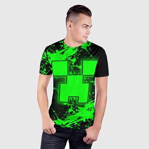 Мужская спорт-футболка Minecraft neon green / 3D-принт – фото 3