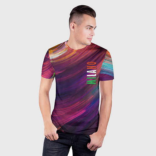 Мужская спорт-футболка Разноцветная экспрессивная композиция - Milano / 3D-принт – фото 3