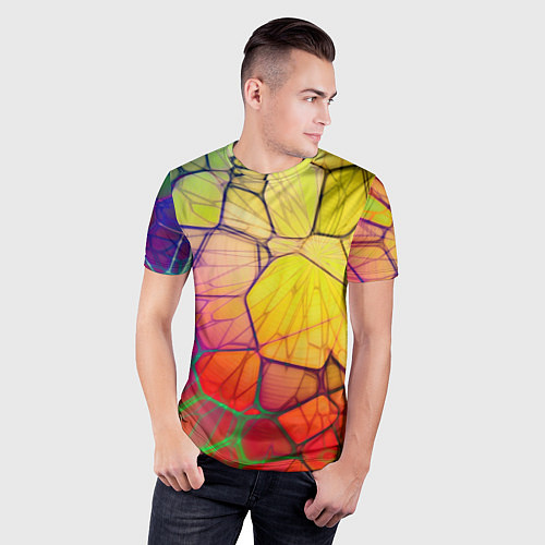 Мужская спорт-футболка Абстрактные цветные фигуры / 3D-принт – фото 3