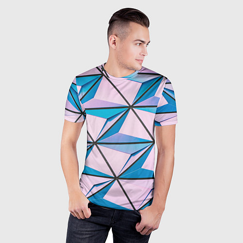 Мужская спорт-футболка Абстрактные геометрические панели / 3D-принт – фото 3