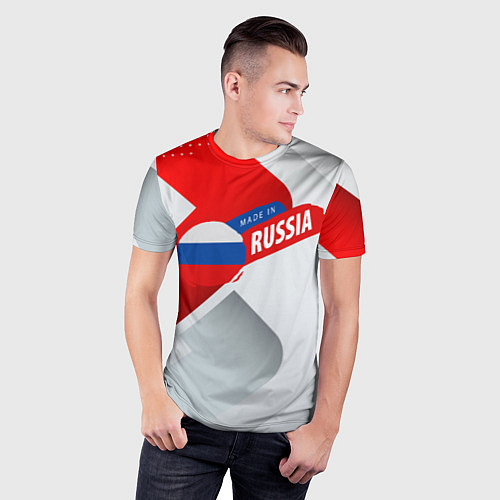 Мужская спорт-футболка Welcome to Russia red & white / 3D-принт – фото 3