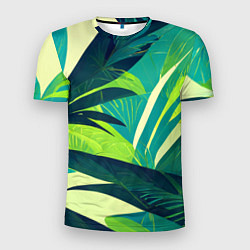 Футболка спортивная мужская Яркие тропические листья пальмы, цвет: 3D-принт