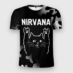 Футболка спортивная мужская Группа Nirvana и рок кот, цвет: 3D-принт