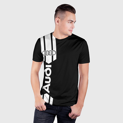 Мужская спорт-футболка Audi - вертикальные полосы / 3D-принт – фото 3