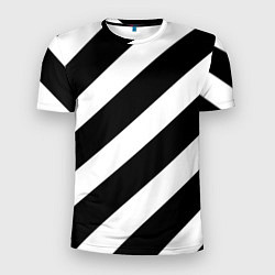 Мужская спорт-футболка Черно белые полоски