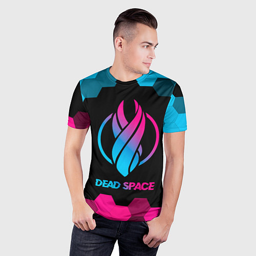 Мужская спорт-футболка Dead Space - neon gradient / 3D-принт – фото 3