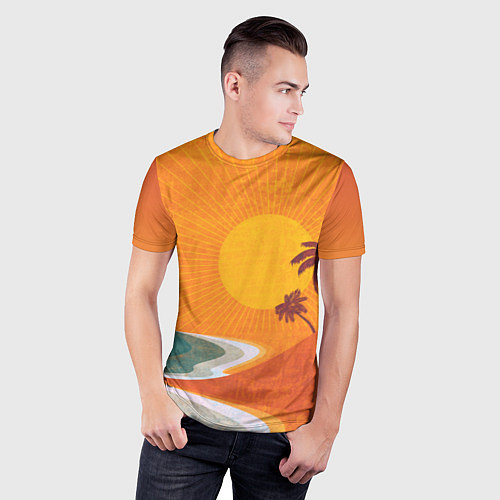 Мужская спорт-футболка Закат на побережье минимализм / 3D-принт – фото 3