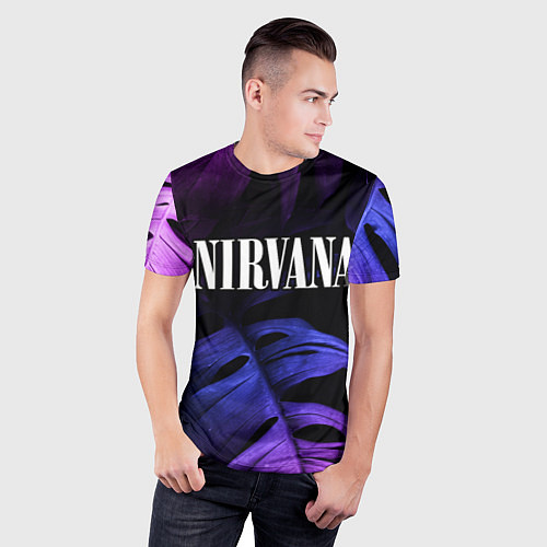 Мужская спорт-футболка Nirvana neon monstera / 3D-принт – фото 3