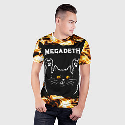 Футболка спортивная мужская Megadeth рок кот и огонь, цвет: 3D-принт — фото 2
