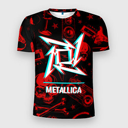 Футболка спортивная мужская Metallica rock glitch, цвет: 3D-принт