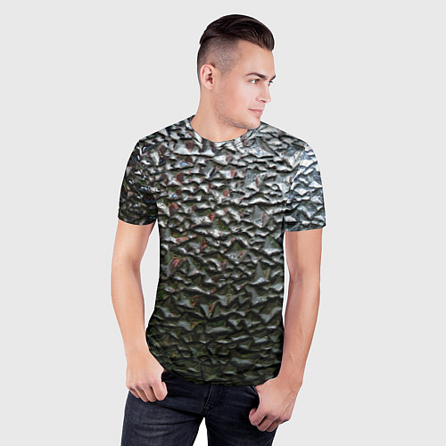 Мужская спорт-футболка Неровная металлическая поверхность / 3D-принт – фото 3