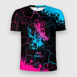 Футболка спортивная мужская Iron Maiden - neon gradient, цвет: 3D-принт