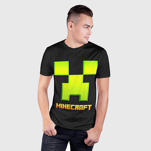 Мужская спорт-футболка Minecraft: neon logo / 3D-принт – фото 3