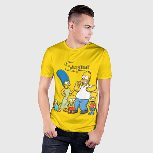 Мужская спорт-футболка Счастливые Симпсоны / 3D-принт – фото 3