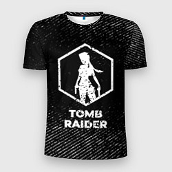 Футболка спортивная мужская Tomb Raider с потертостями на темном фоне, цвет: 3D-принт
