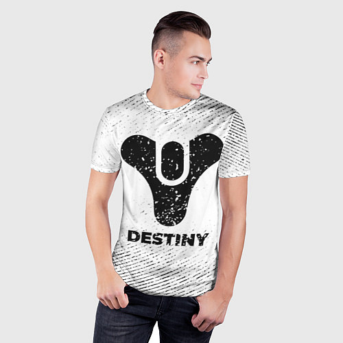 Мужская спорт-футболка Destiny с потертостями на светлом фоне / 3D-принт – фото 3
