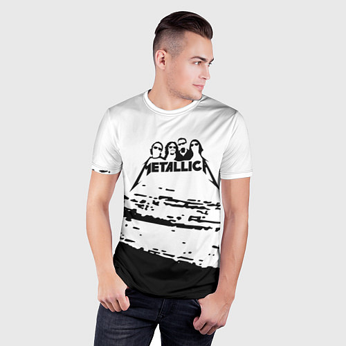 Мужская спорт-футболка Metallica - черная текстура / 3D-принт – фото 3