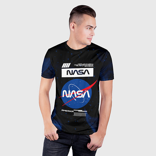 Мужская спорт-футболка Nasa - синее пламя / 3D-принт – фото 3