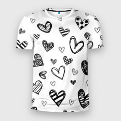Мужская спорт-футболка Сердца нарисованные карандашом
