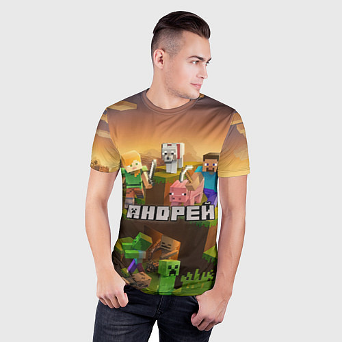 Мужская спорт-футболка Андрей Minecraft / 3D-принт – фото 3