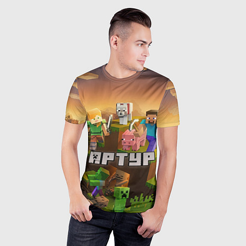 Мужская спорт-футболка Артур Minecraft / 3D-принт – фото 3