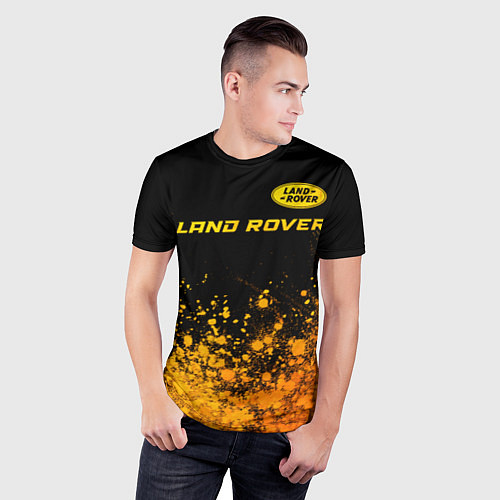 Мужская спорт-футболка Land Rover - gold gradient: символ сверху / 3D-принт – фото 3