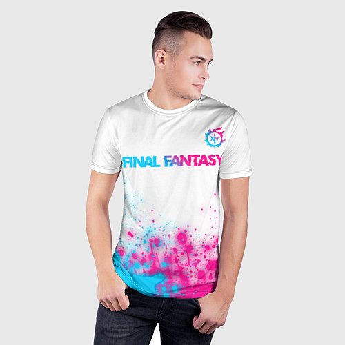 Мужская спорт-футболка Final Fantasy neon gradient style: символ сверху / 3D-принт – фото 3