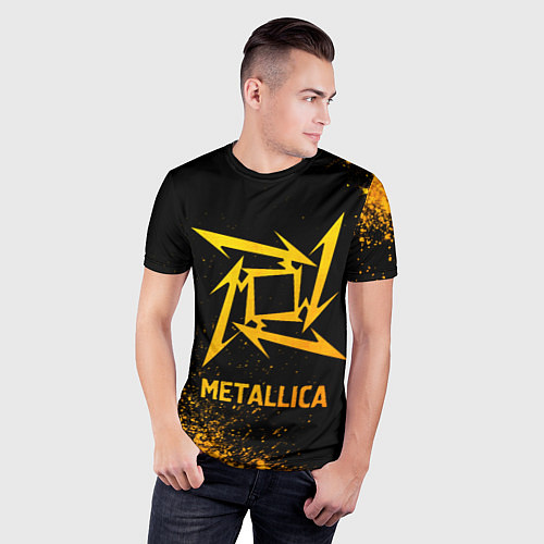 Мужская спорт-футболка Metallica - gold gradient / 3D-принт – фото 3