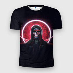 Футболка спортивная мужская Робот в маске скелета на фоне Марса, цвет: 3D-принт