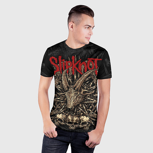 Мужская спорт-футболка Slipknot - goat head / 3D-принт – фото 3