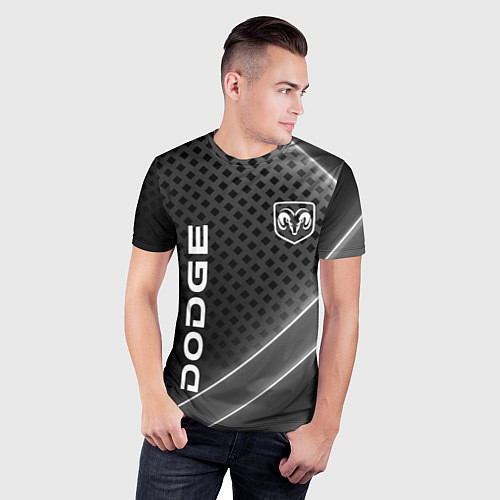 Мужская спорт-футболка Dodge Абстракция карбон / 3D-принт – фото 3