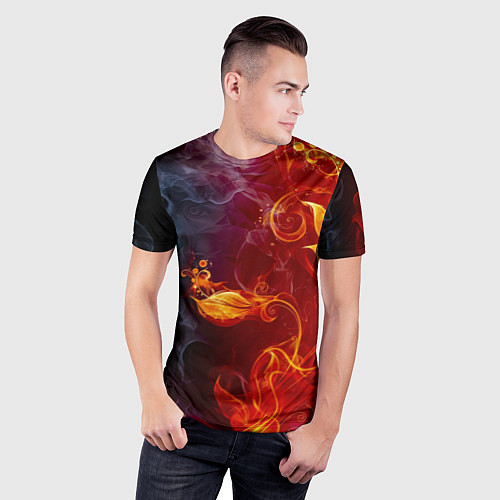 Мужская спорт-футболка Огненный цветок с дымом / 3D-принт – фото 3