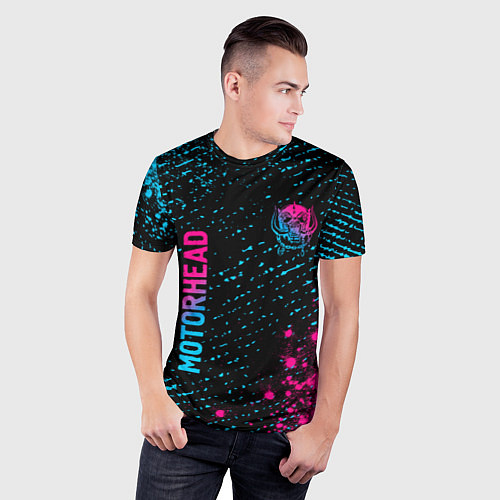 Мужская спорт-футболка Motorhead - neon gradient: надпись, символ / 3D-принт – фото 3