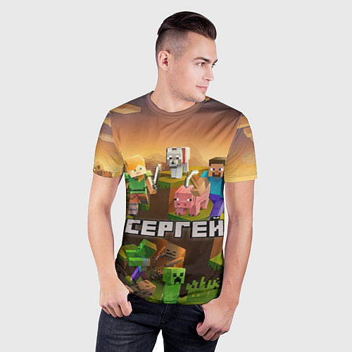 Мужская спорт-футболка Сергей Minecraft / 3D-принт – фото 3