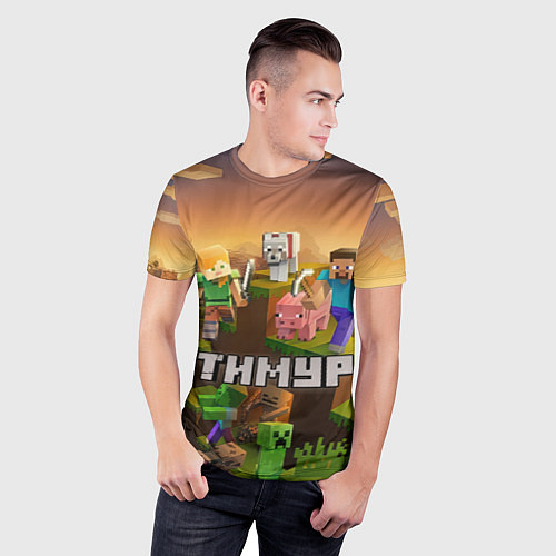 Мужская спорт-футболка Тимур Minecraft / 3D-принт – фото 3