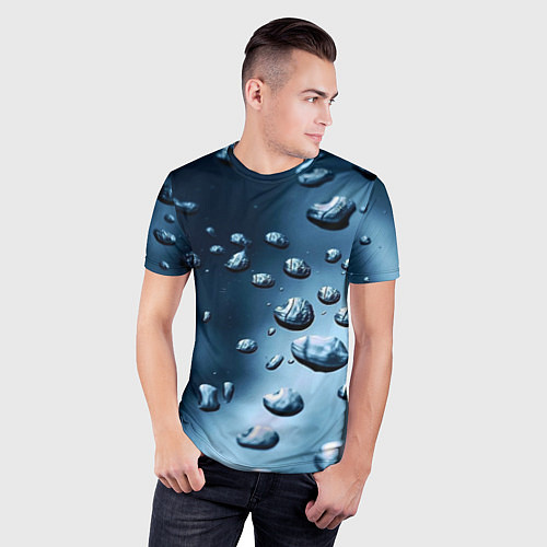 Мужская спорт-футболка Капли воды на матовом стекле - текстура / 3D-принт – фото 3