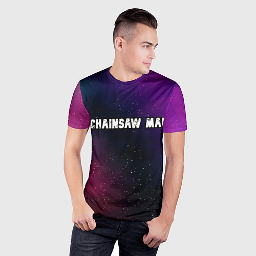 Мужская спорт-футболка Chainsaw Man gradient space / 3D-принт – фото 3