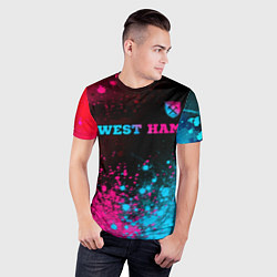 Футболка спортивная мужская West Ham - neon gradient: символ сверху, цвет: 3D-принт — фото 2