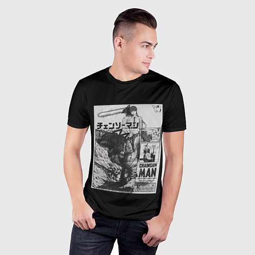 Мужская спорт-футболка Человек-бензопила Дэндзи и Пауэр постер / 3D-принт – фото 3