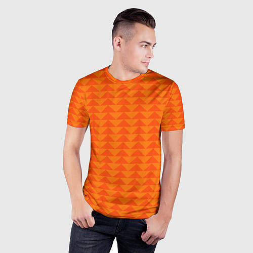 Мужская спорт-футболка Геометрия - оранжевые фигуры / 3D-принт – фото 3