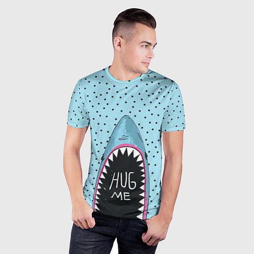 Мужская спорт-футболка Акула просит обнимашек / 3D-принт – фото 3