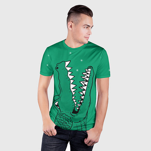 Мужская спорт-футболка Крокодил ловит снежинки / 3D-принт – фото 3