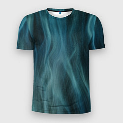 Мужская спорт-футболка Прерывистый абстрактный синий дым во тьме