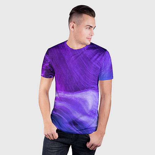 Мужская спорт-футболка Неоновые волны / 3D-принт – фото 3