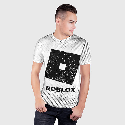 Мужская спорт-футболка Roblox с потертостями на светлом фоне / 3D-принт – фото 3